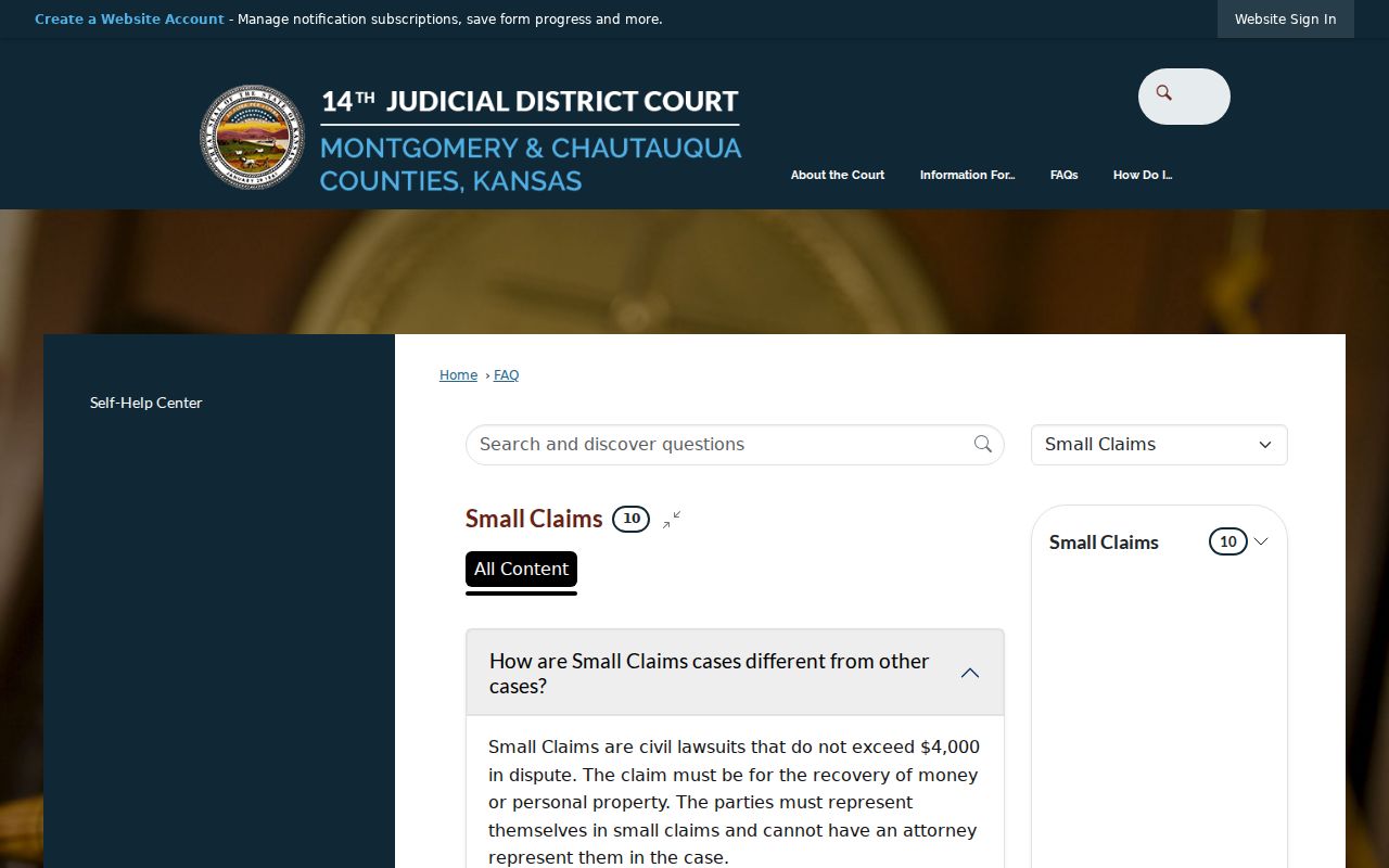 Montgomery County civil docket small claims information