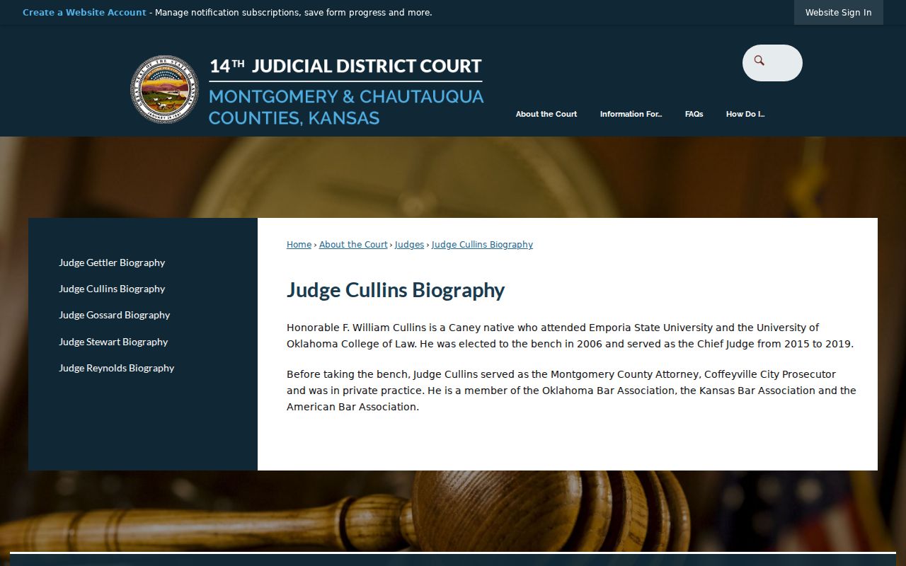 Montgomery County court record Judge Cullins biography