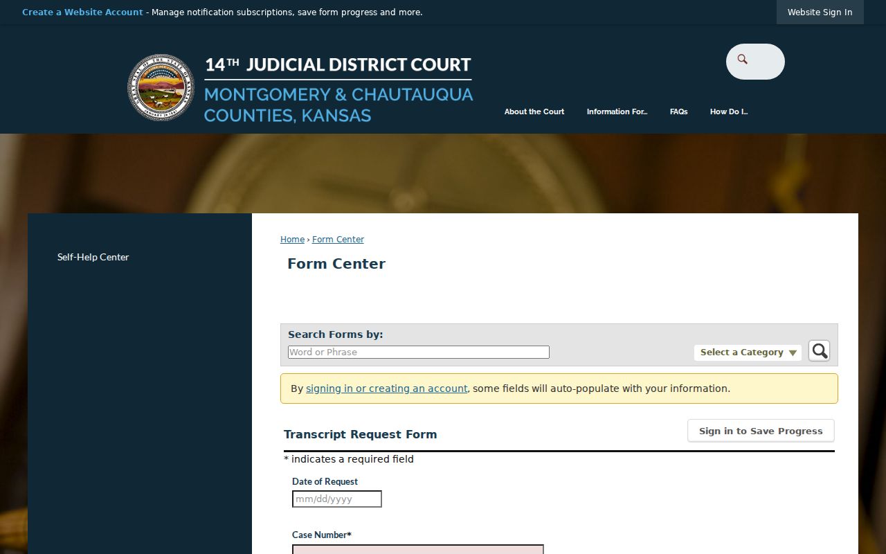 Montgomery County court record transcript request form