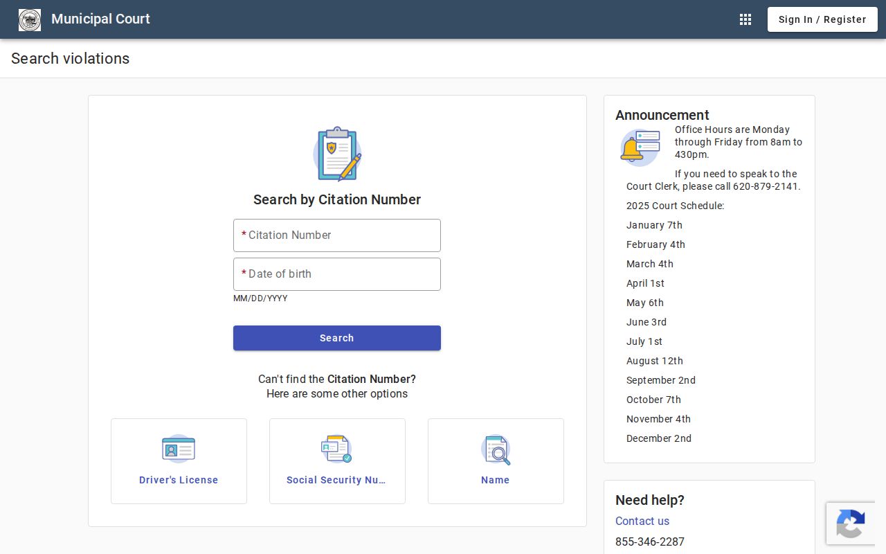 Caney court docket municipal online search form