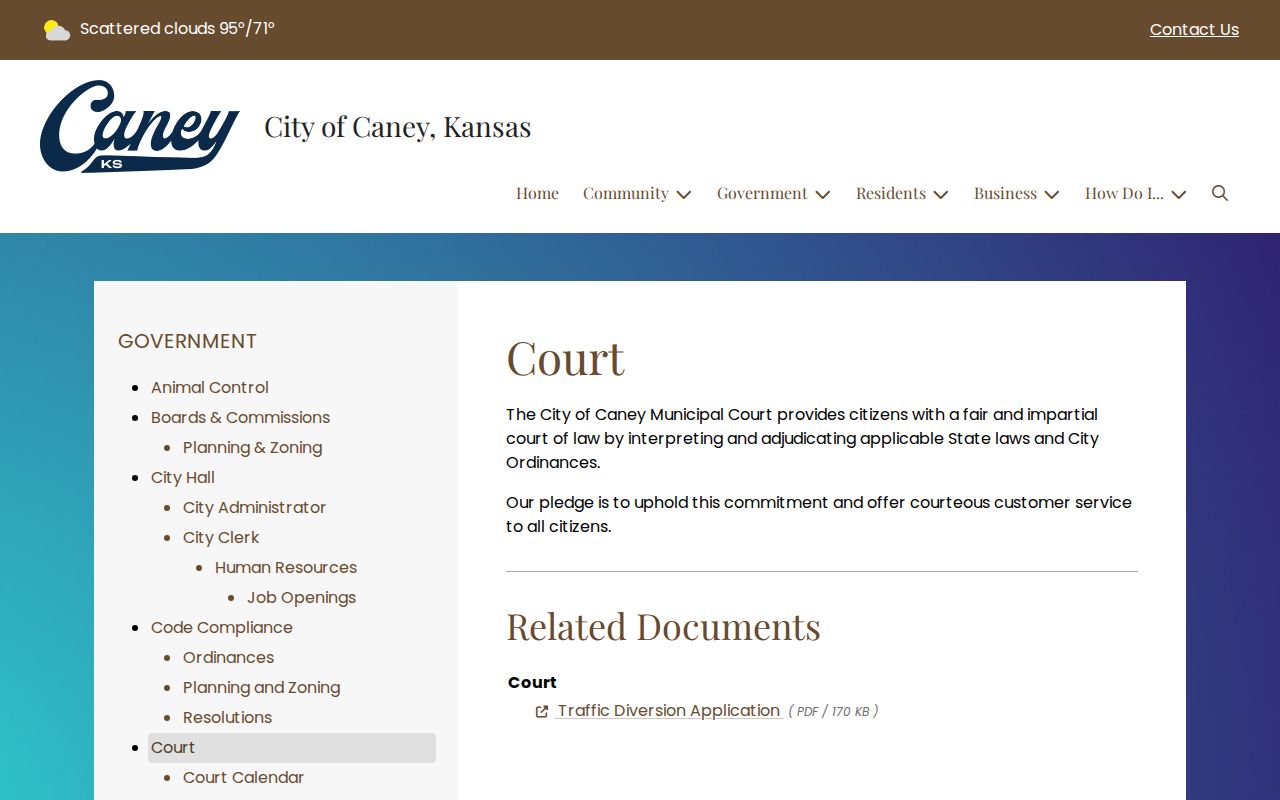 Caney court docket municipal court page
